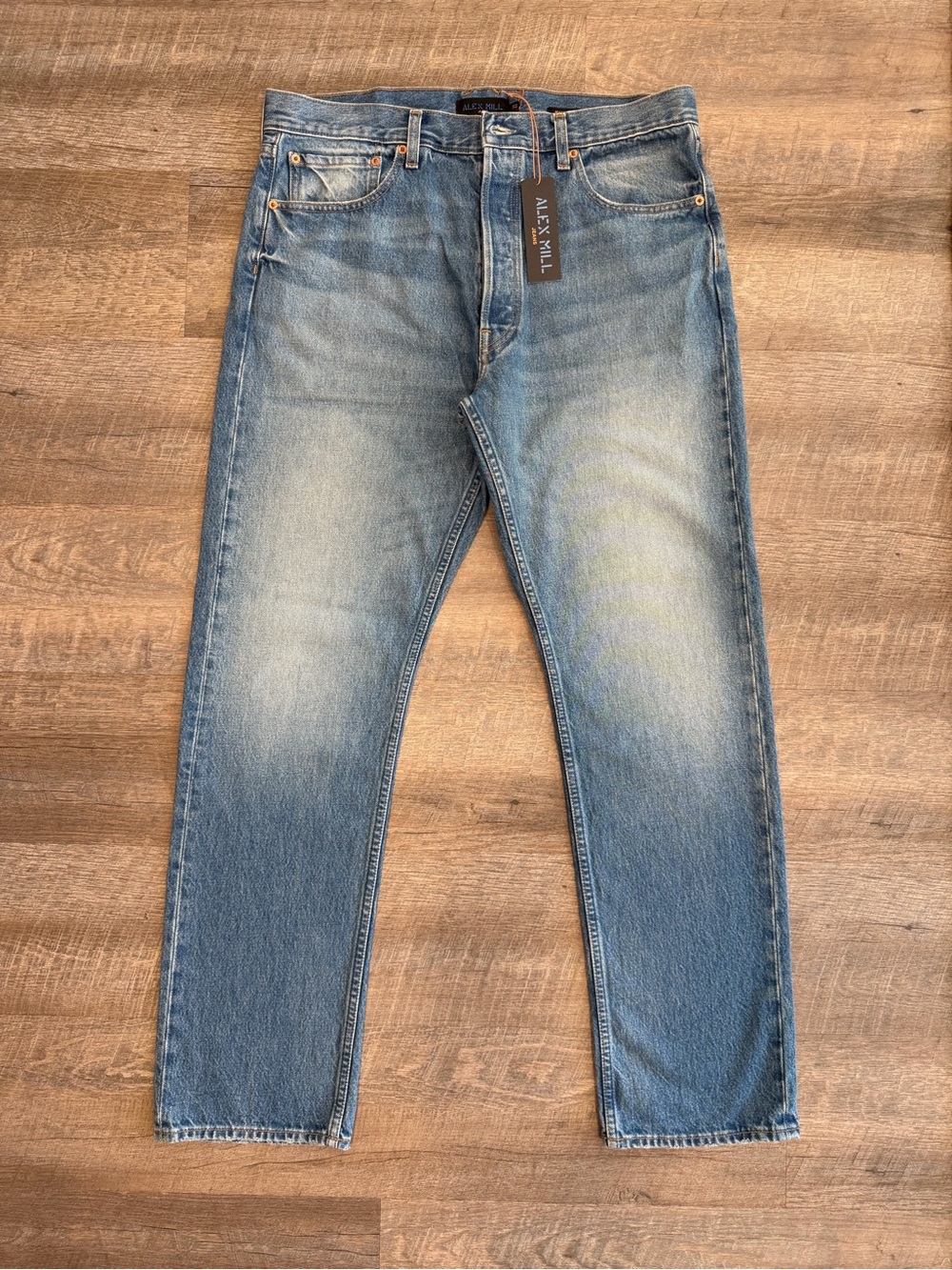Alex Mill AM Original Mens Straight Jeans 35 Regular Mid Rise Medium Wash NWT